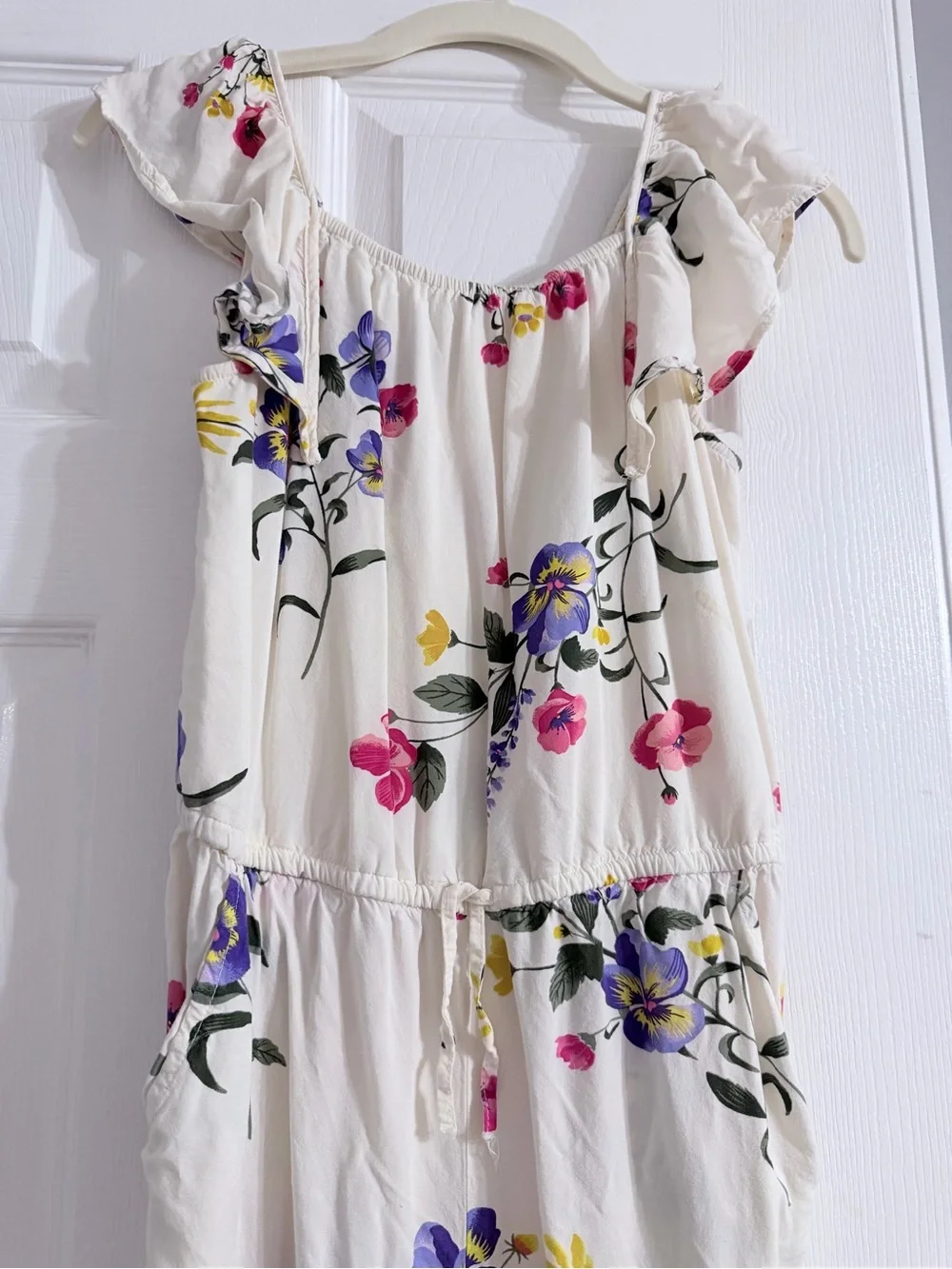 Girls Floral Jumpsuit with Drawstring Waist